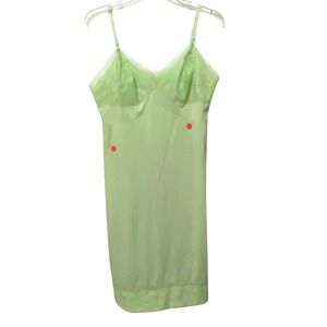 Vtg 70s Vanity Fair Spring Green Full Slip 38 L Fairy Floral Feminine Romantic